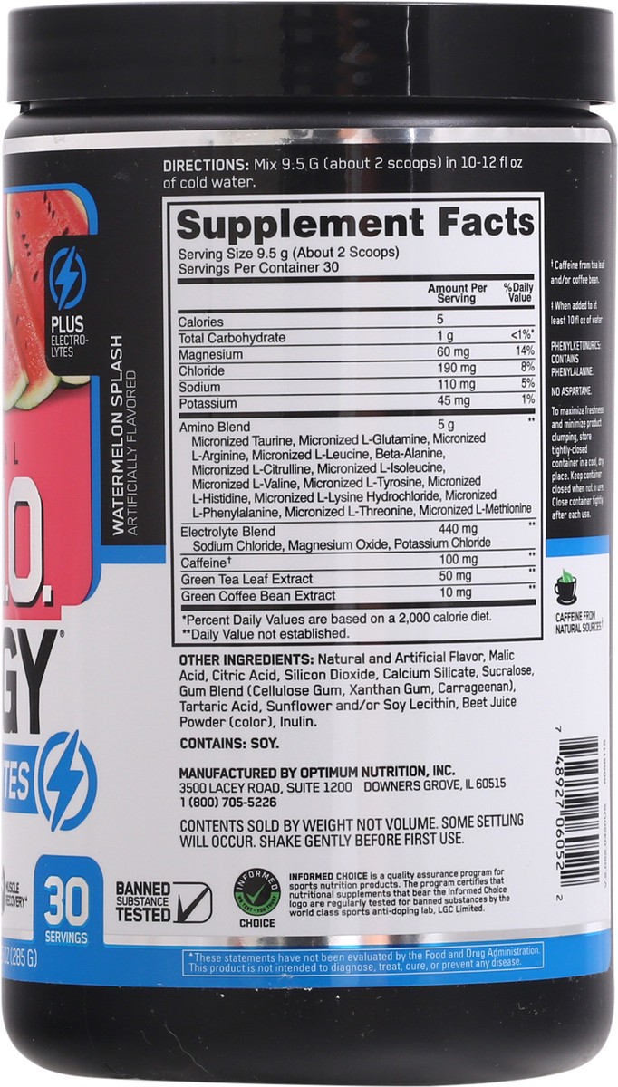 slide 4 of 9, Optimum Nutrition Essential Watermelon Splash Amino Energy 10.05 oz, 10.05 oz