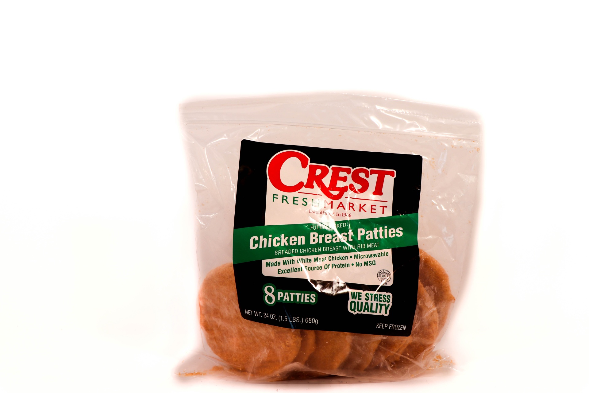 slide 1 of 1, Crest Chicken Breast Patties, 24 oz