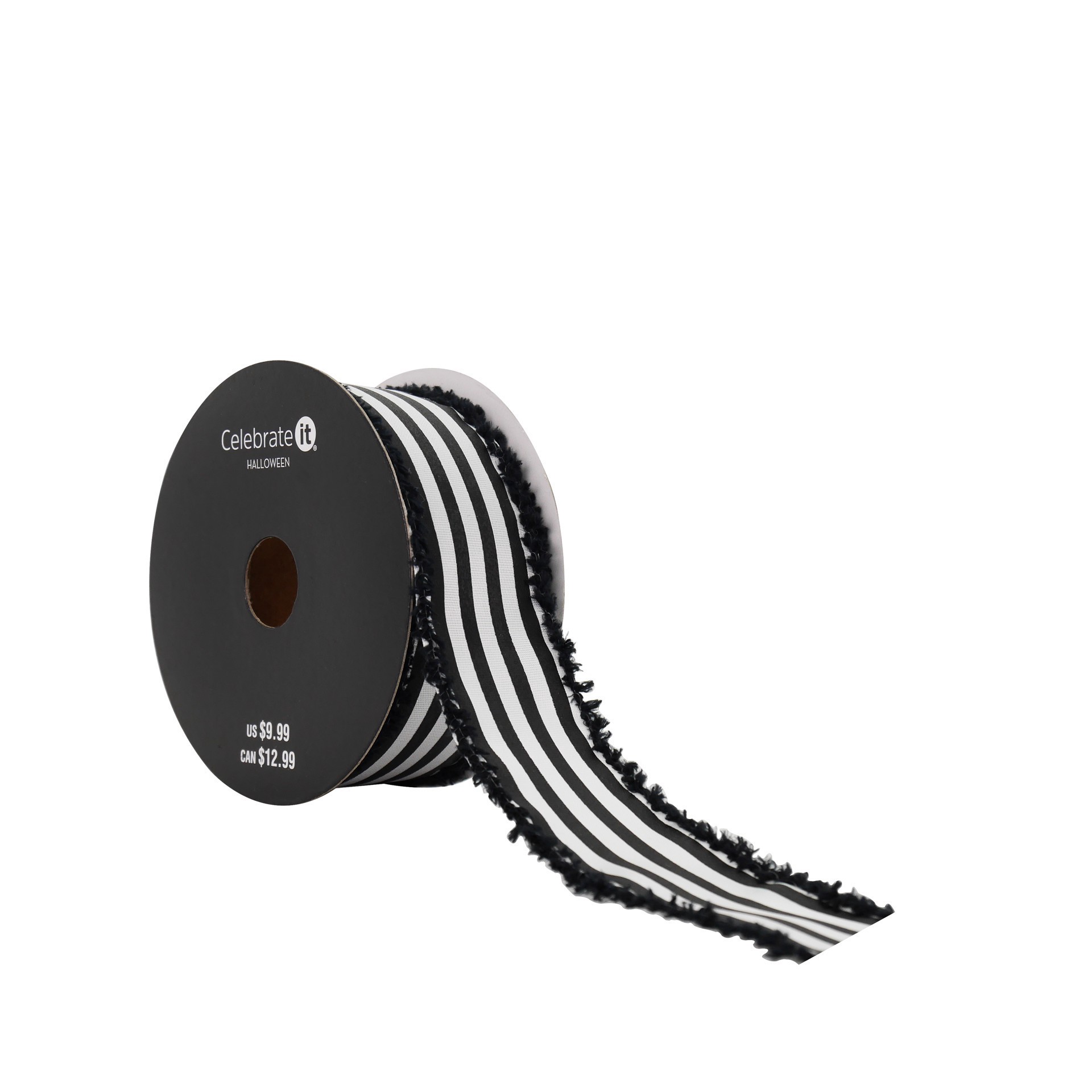 slide 3 of 3, 1.5" X 10yd. Black & White Striped Wired Grosgrain Ribbon By Celebrate It Halloween, 1.5 in x 10 yd