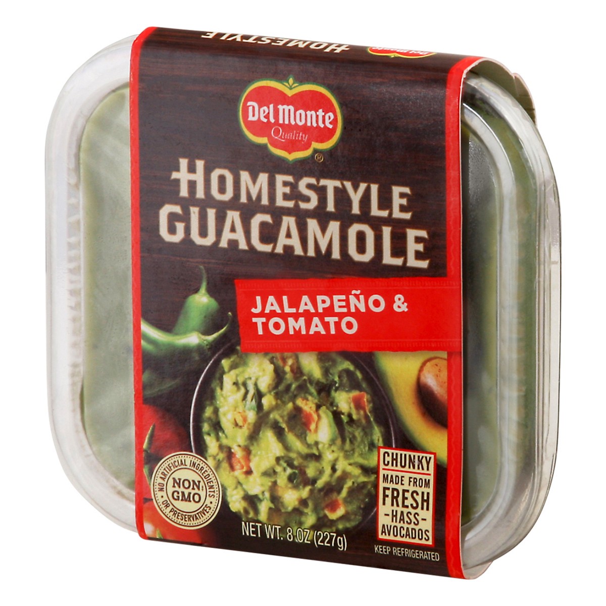 slide 4 of 9, Del Monte Homestyle Jalapeno & Tomato Guacamole 8 oz Clam Shell, 8 oz