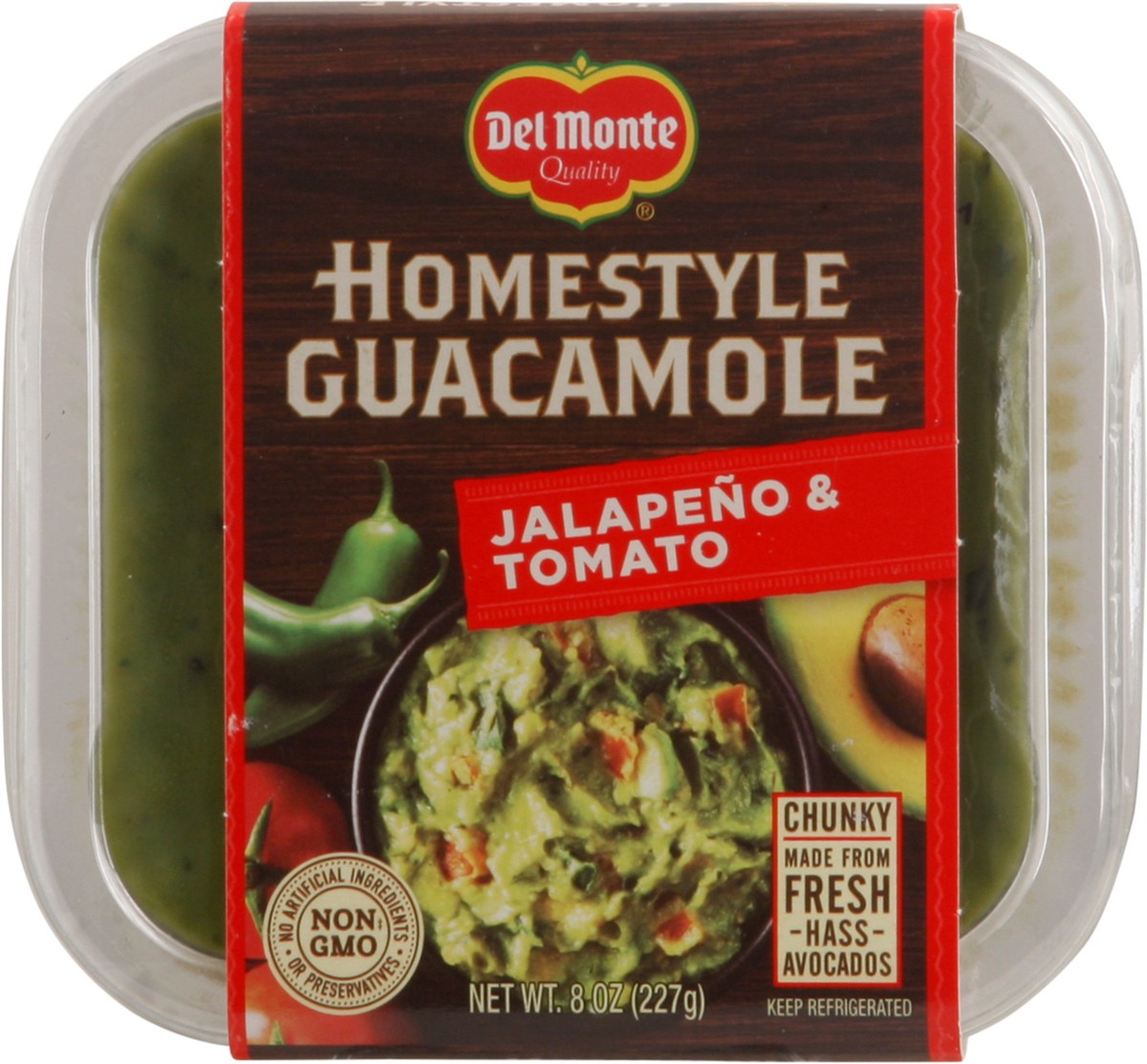 slide 3 of 9, Del Monte Homestyle Jalapeno & Tomato Guacamole 8 oz Clam Shell, 8 oz