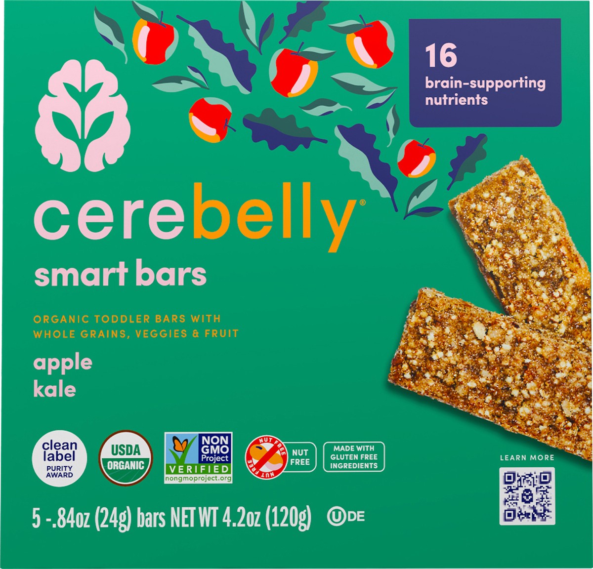 slide 2 of 2, Cerebelly Apple Kale Toddler Bar, 4.2 oz
