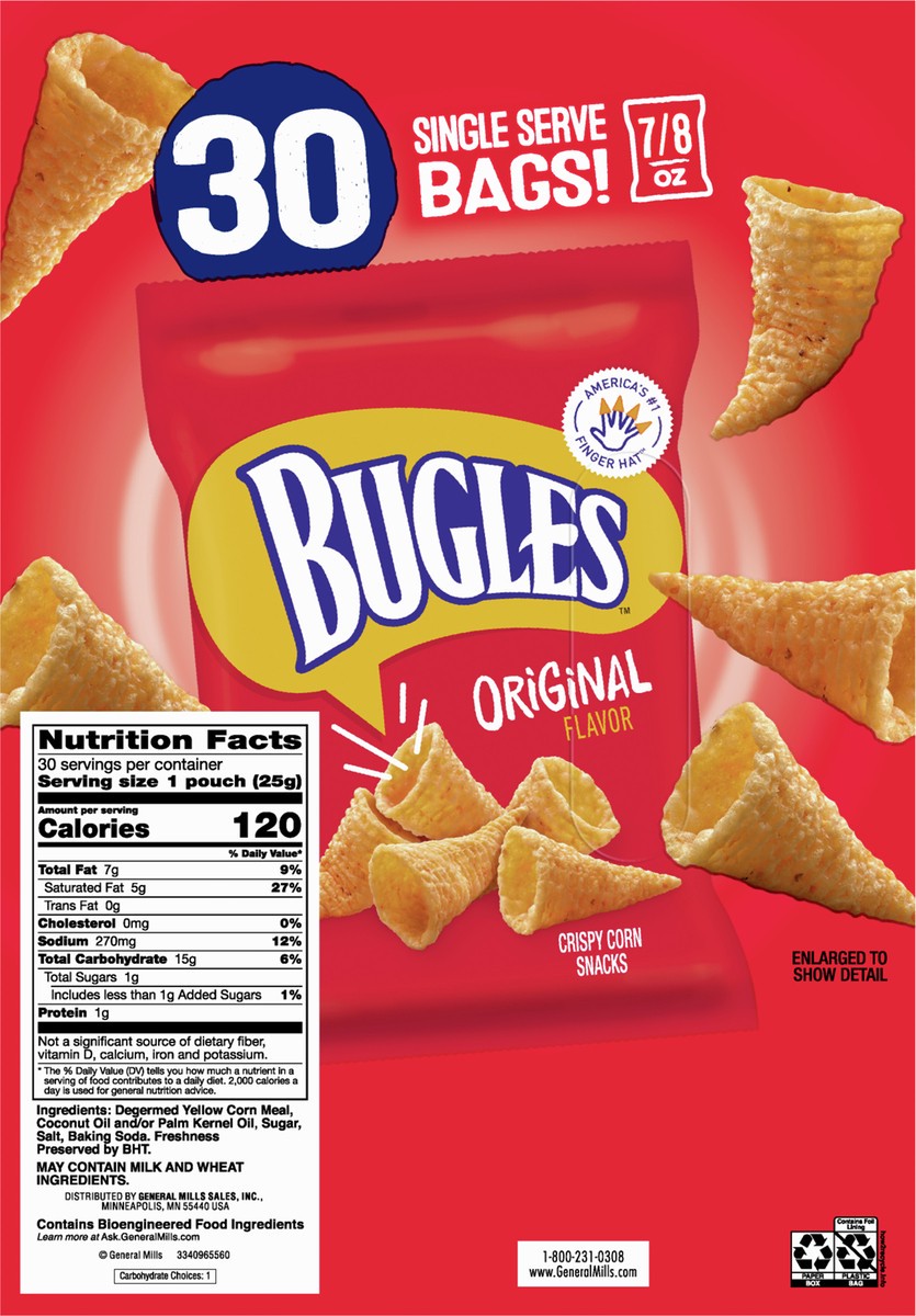 slide 3 of 9, Bugles Original Crispy Corn Snacks, Bulk Snack Bags, 30 Ct, 26.3 oz, 30 ct