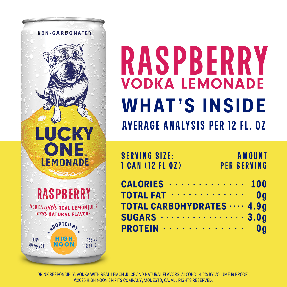 slide 2 of 2, Lucky One Lemonade Raspberry 4Pk Can 355, 4 ct; 355 ml