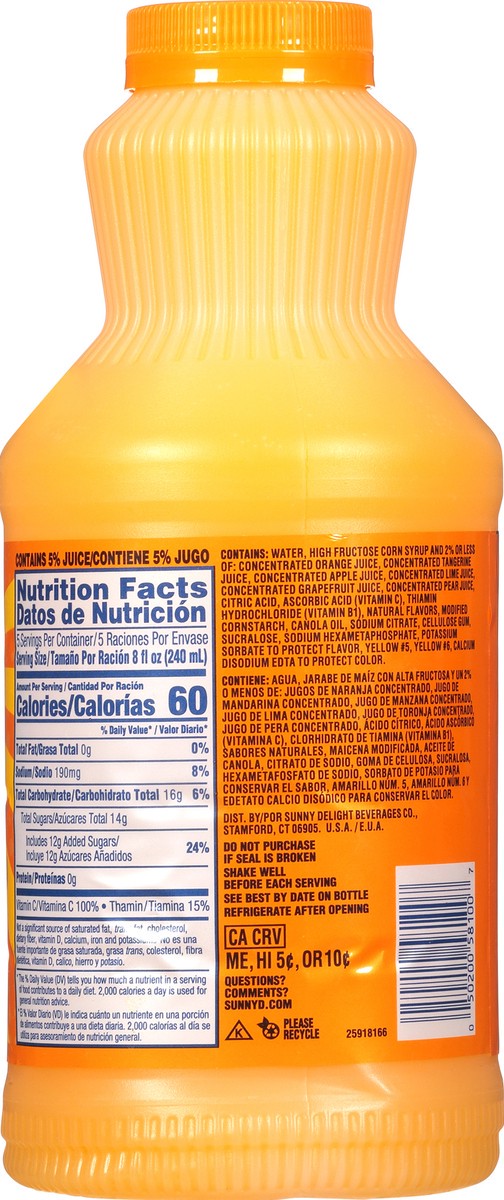 slide 5 of 12, Sunny D Sunnyd Tangy Original Orange Juice Drink, 40 Fl Oz Bottle, 40 fl oz