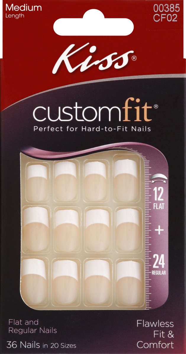 slide 4 of 5, Kiss Custom Fit French Nail Kit Medium Length Flat Nails Just-For-You, 1 kit