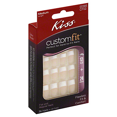 slide 1 of 5, Kiss Custom Fit French Nail Kit Medium Length Flat Nails Just-For-You, 1 kit