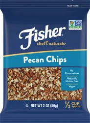 FISHER Chef's Naturals Pecan Chips, 2 oz, Naturally Gluten Free, No Preservatives, Non-GMO