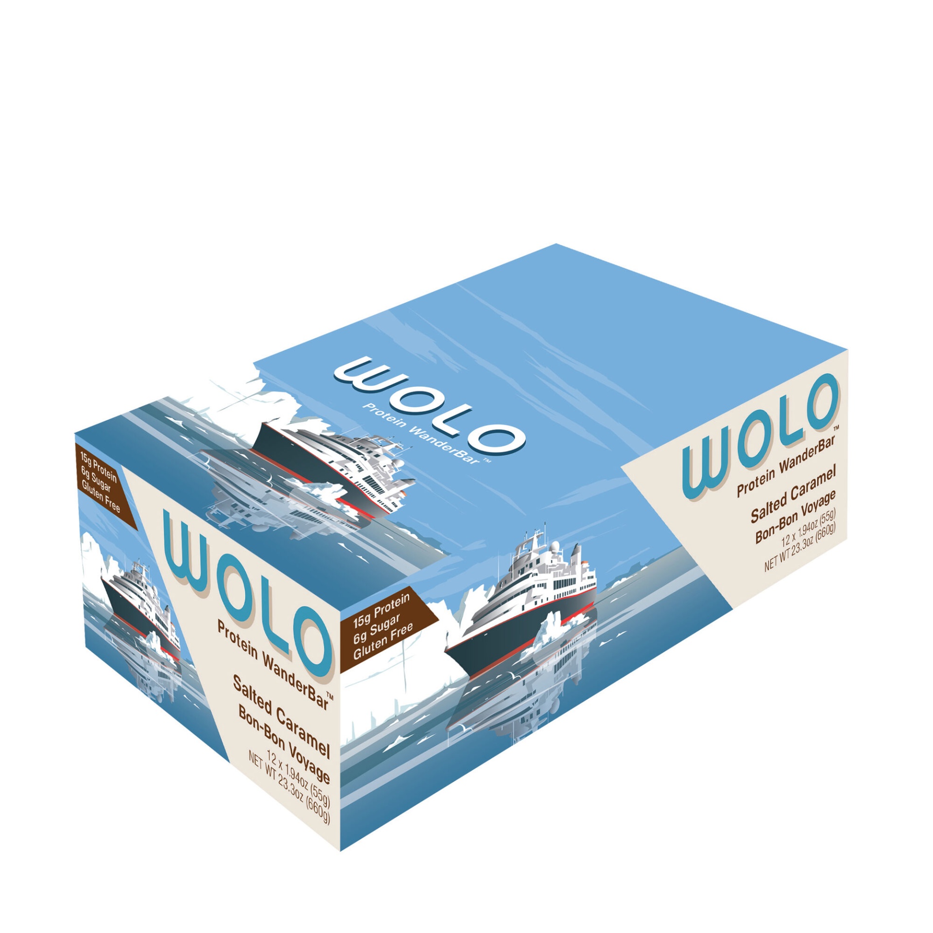 slide 1 of 1, Wolo Protein WanderBar - Salted Caramel Bon-Bon Voyage, 12 ct