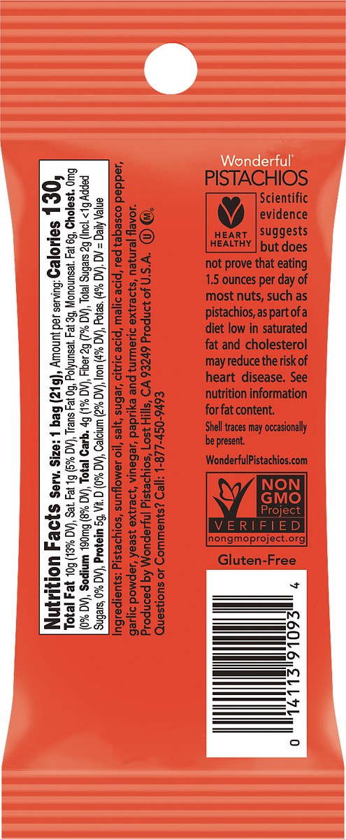 slide 3 of 6, Wonderful Pistachios, No Shells Chili Roasted Nuts, 0.75 Ounce Bag, 0.75 oz