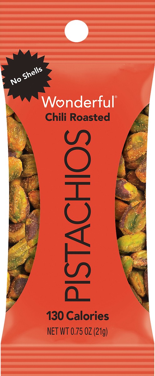 slide 4 of 6, Wonderful Pistachios, No Shells Chili Roasted Nuts, 0.75 Ounce Bag, 0.75 oz