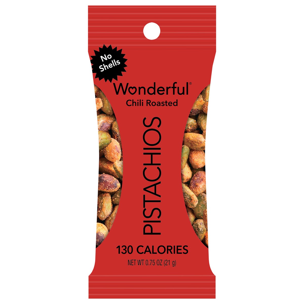 slide 1 of 6, Wonderful Pistachios, No Shells Chili Roasted Nuts, 0.75 Ounce Bag, 0.75 oz