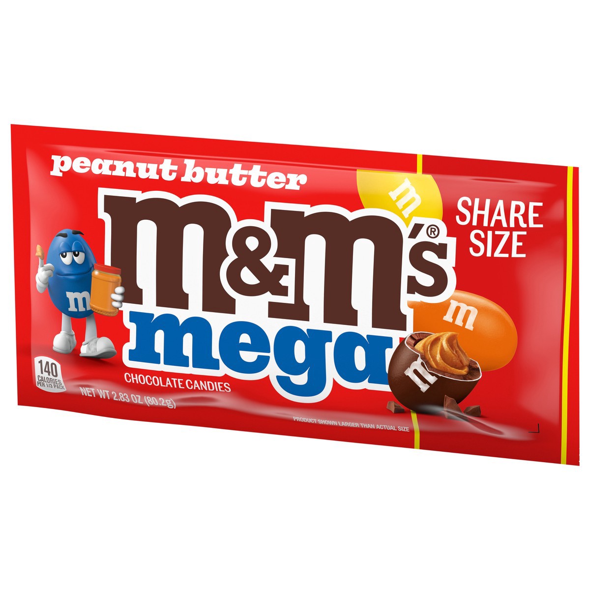 slide 5 of 10, M&M'S Mega Peanut Butter Chocolate Candy, Share Size, 2.83 Oz Pack, 2.83 oz