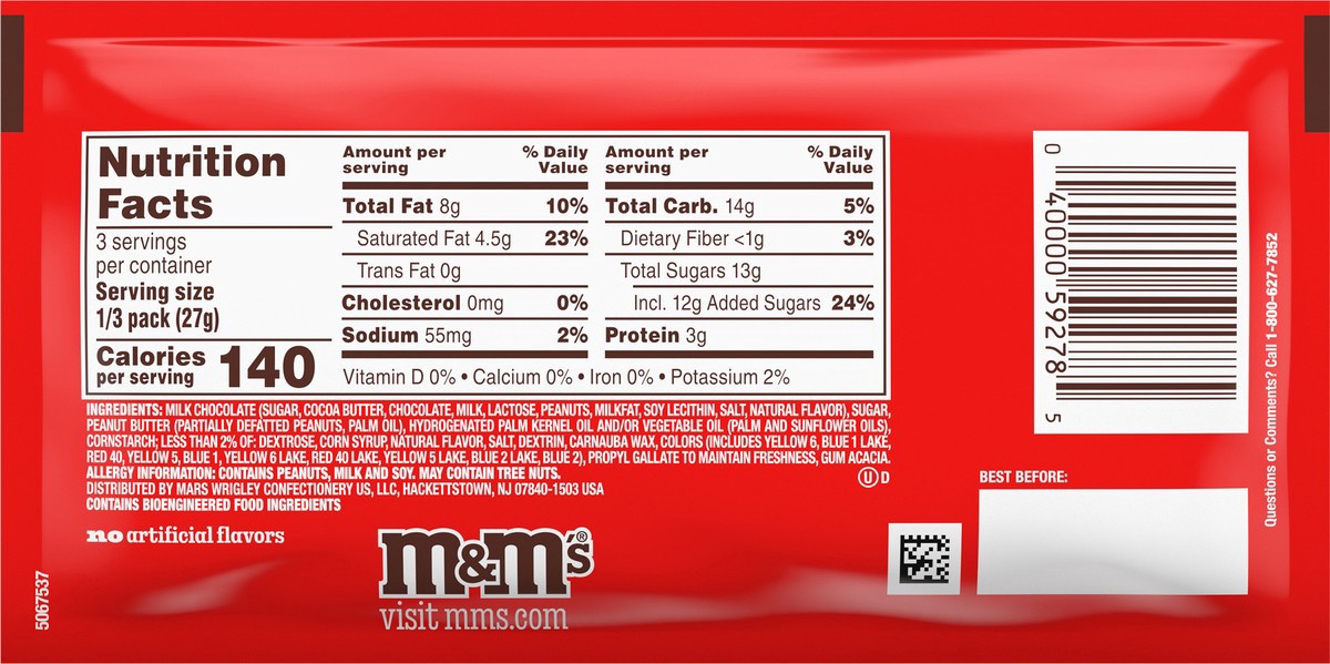 slide 9 of 10, M&M'S Mega Peanut Butter Chocolate Candy, Share Size, 2.83 Oz Pack, 2.83 oz