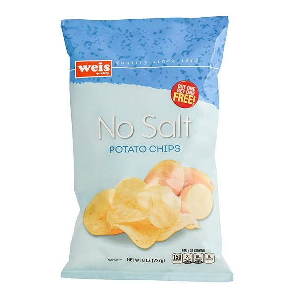 slide 1 of 1, Weis Quality No Salt Potato Chips, 8 oz