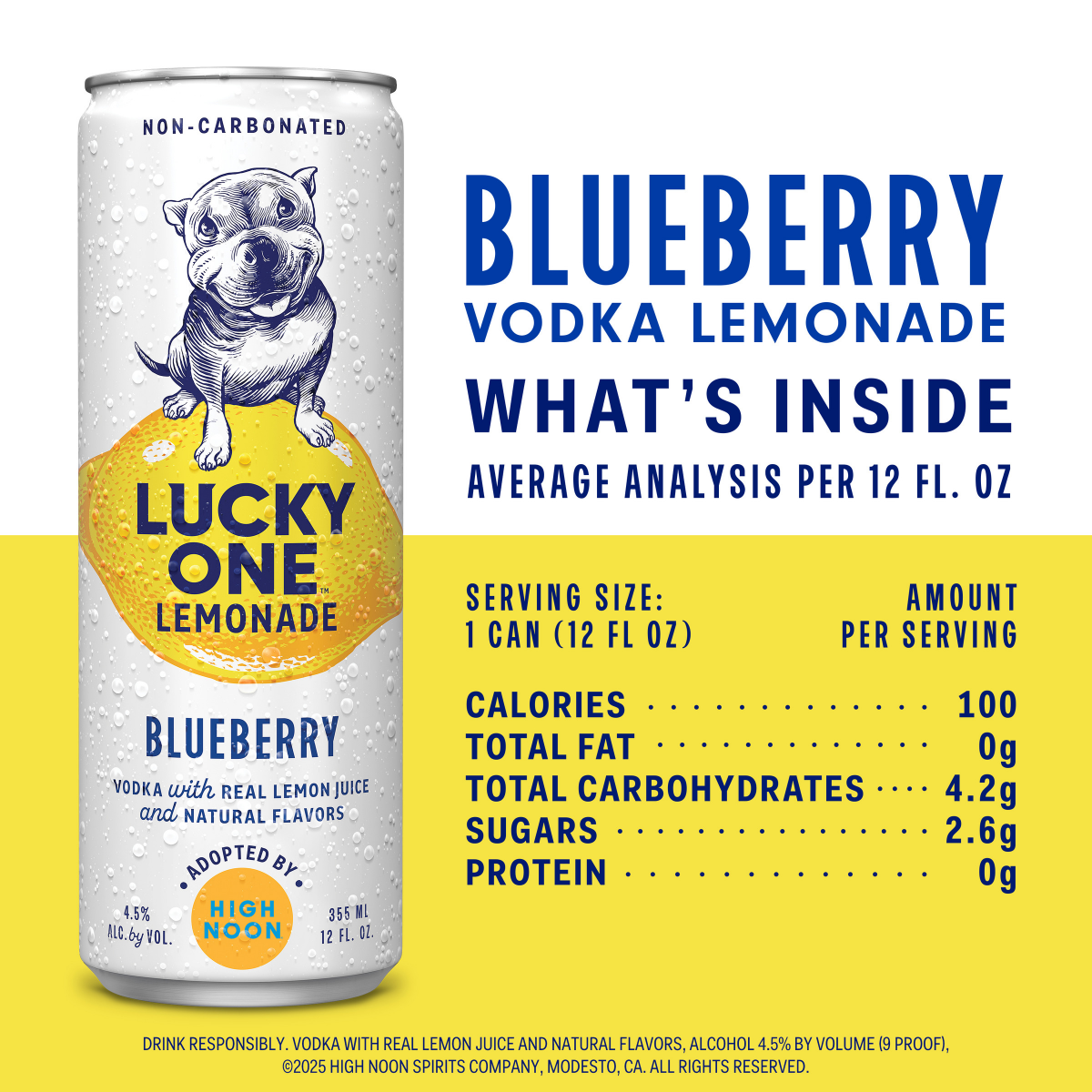 slide 1 of 3, Lucky One Lemonade Blueberry 4Pk Can 355, 4 ct; 355 ml
