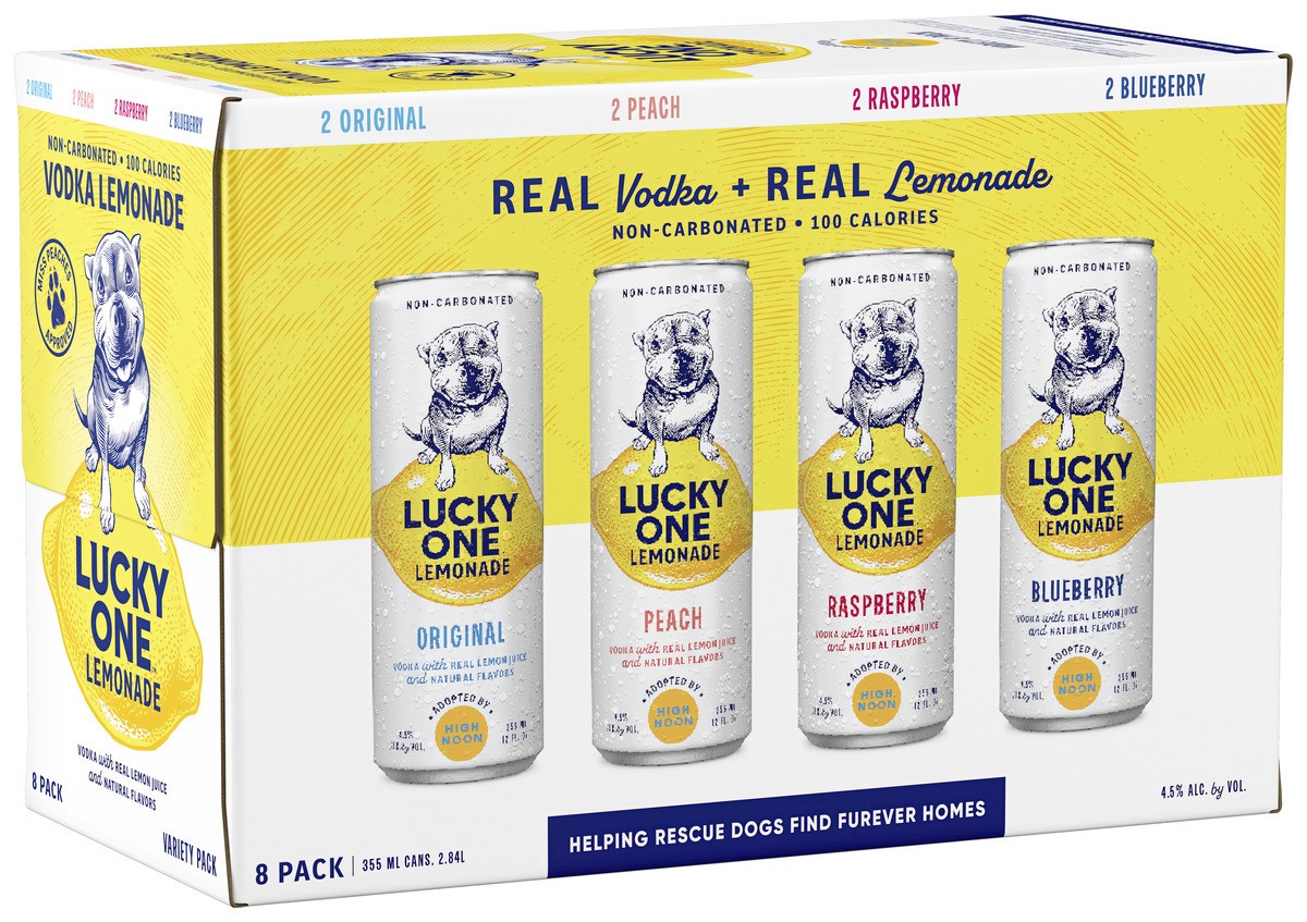 slide 1 of 3, Lucky One Vodka Lemonade Variety 8 Pack 355 ml Cans, 8 ct, 355 ml