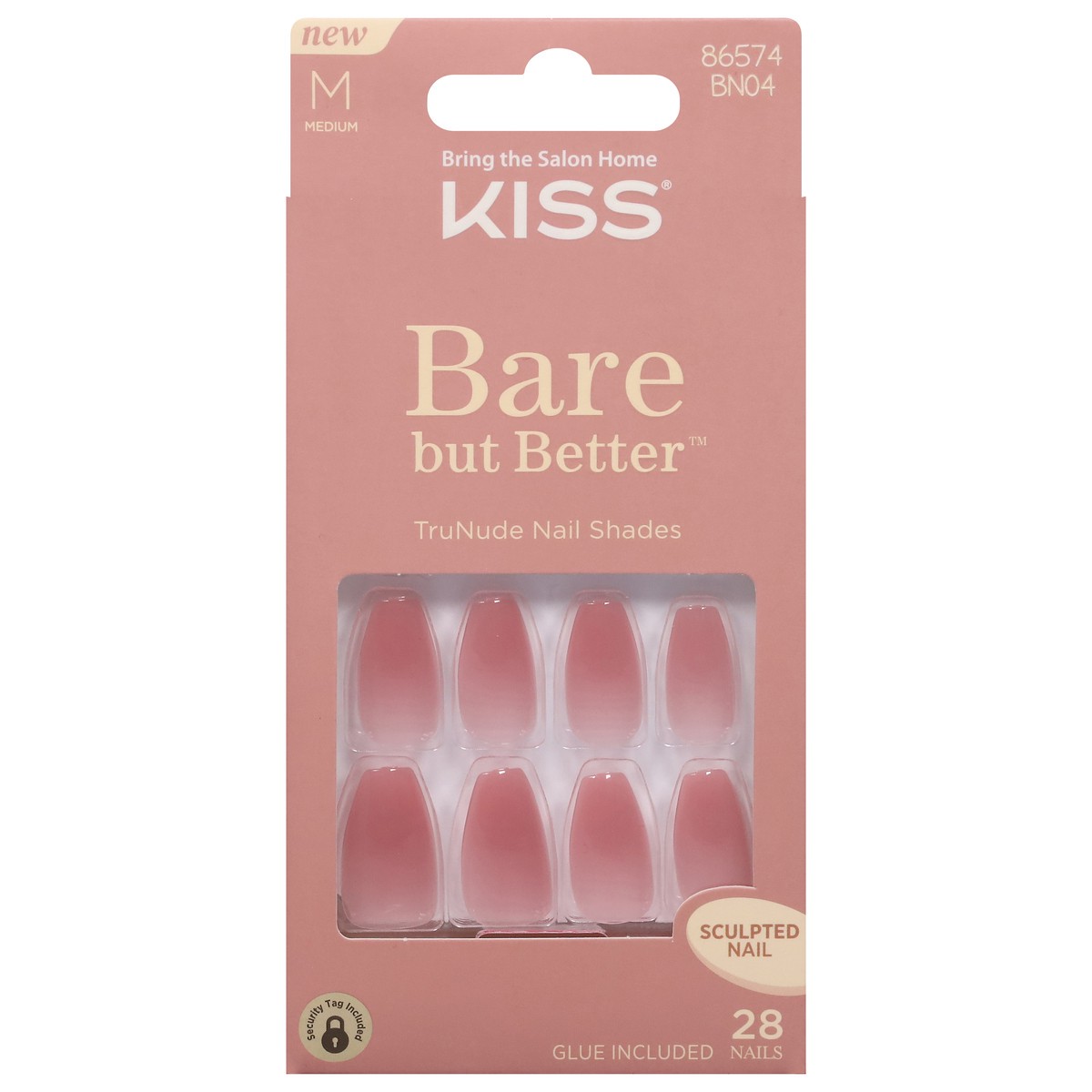 slide 1 of 5, Kiss Bare But Better BN04 Nails Medium 28 ea, 28 ct