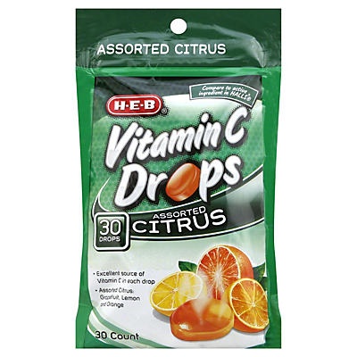 slide 1 of 1, H-E-B Assorted Citrus Vitamin C Drops, 30 ct