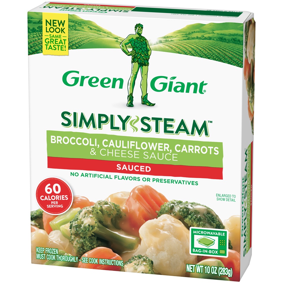 slide 3 of 8, Green Giant Steamers Broccoli Cauliflower Carrots & Cheese Sauce, 10 oz