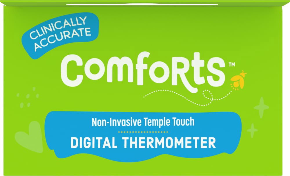 slide 2 of 5, Comforts Non-Evasive Temple Touch Digital Thermometer, 1 ct