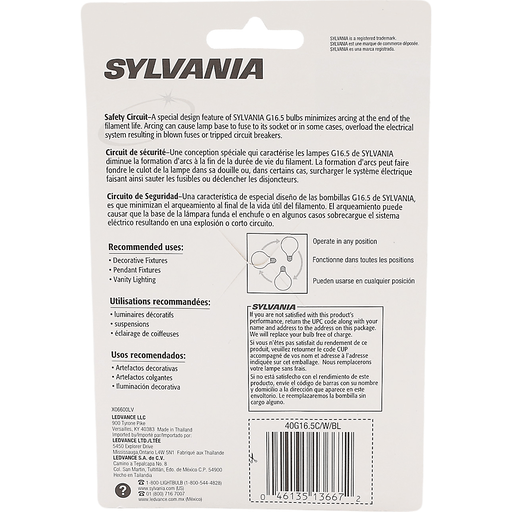 slide 2 of 2, Sylvania 40W White Small Globe Light Bulbs, 2 ct