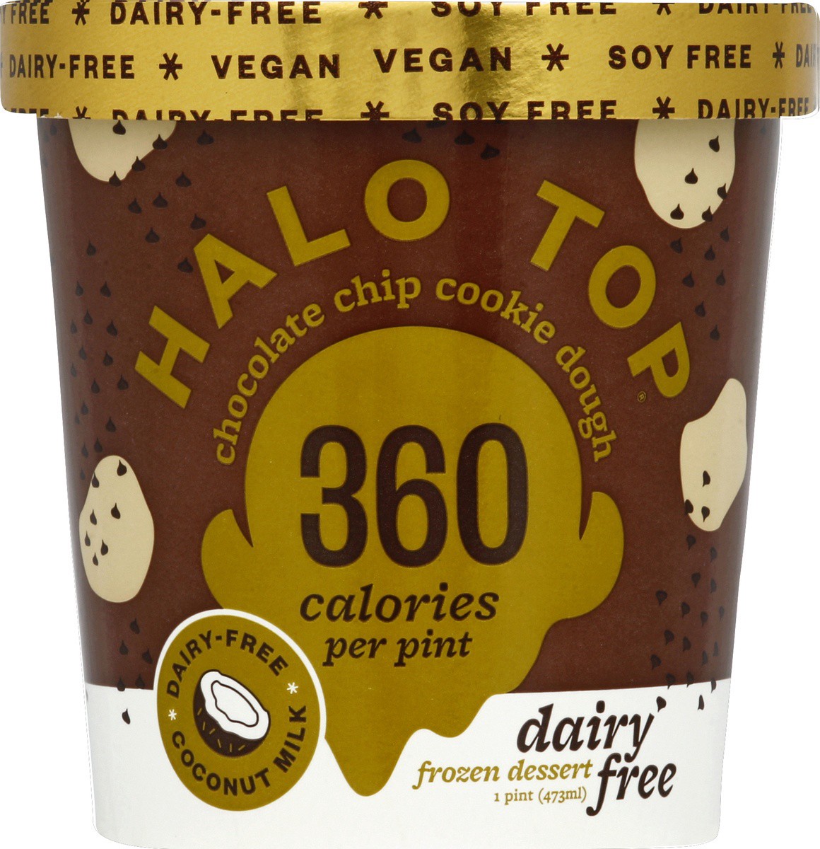 slide 4 of 7, Halo Top Creamery Dairy-Free & Soy-Free Vegan Chocolate Chip Cookie Dough Frozen Dessert, 16 fl oz