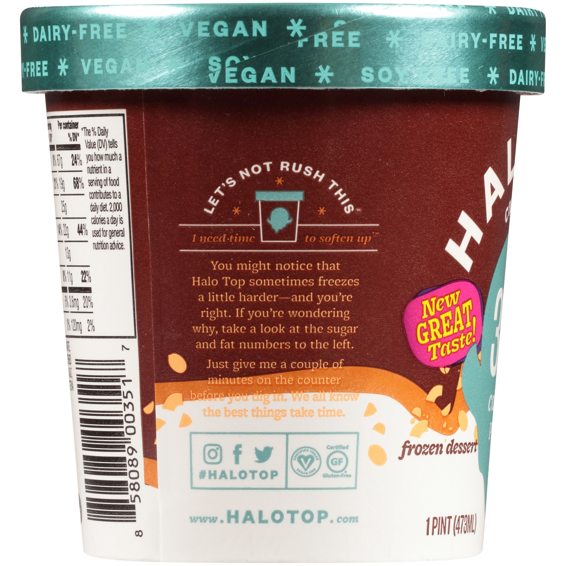 slide 6 of 7, Halo Top Creamery Non-Dairy Candy Bar Ice Cream, 1 pint