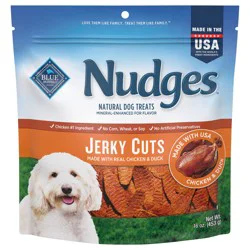 Blue Buffalo Nudges Jerky Cuts Dog Treats, Made in the USA with Natural Ingredients, Chicken & Duck, 16-oz Bag