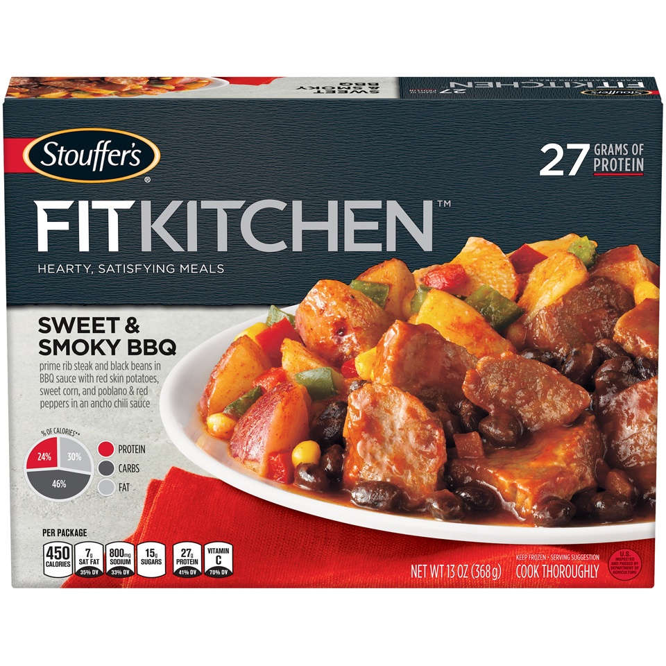 slide 1 of 4, Stouffer's Fit Kitchen Sweet & Smokey BBQ, 13 oz