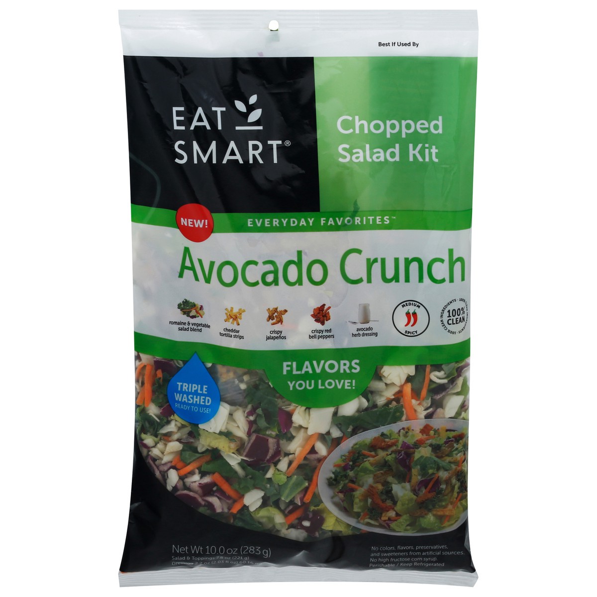 slide 1 of 9, Eat Smart Everyday Favorites Chopped Avocado Crunch Salad Kit 10 oz, 10 oz