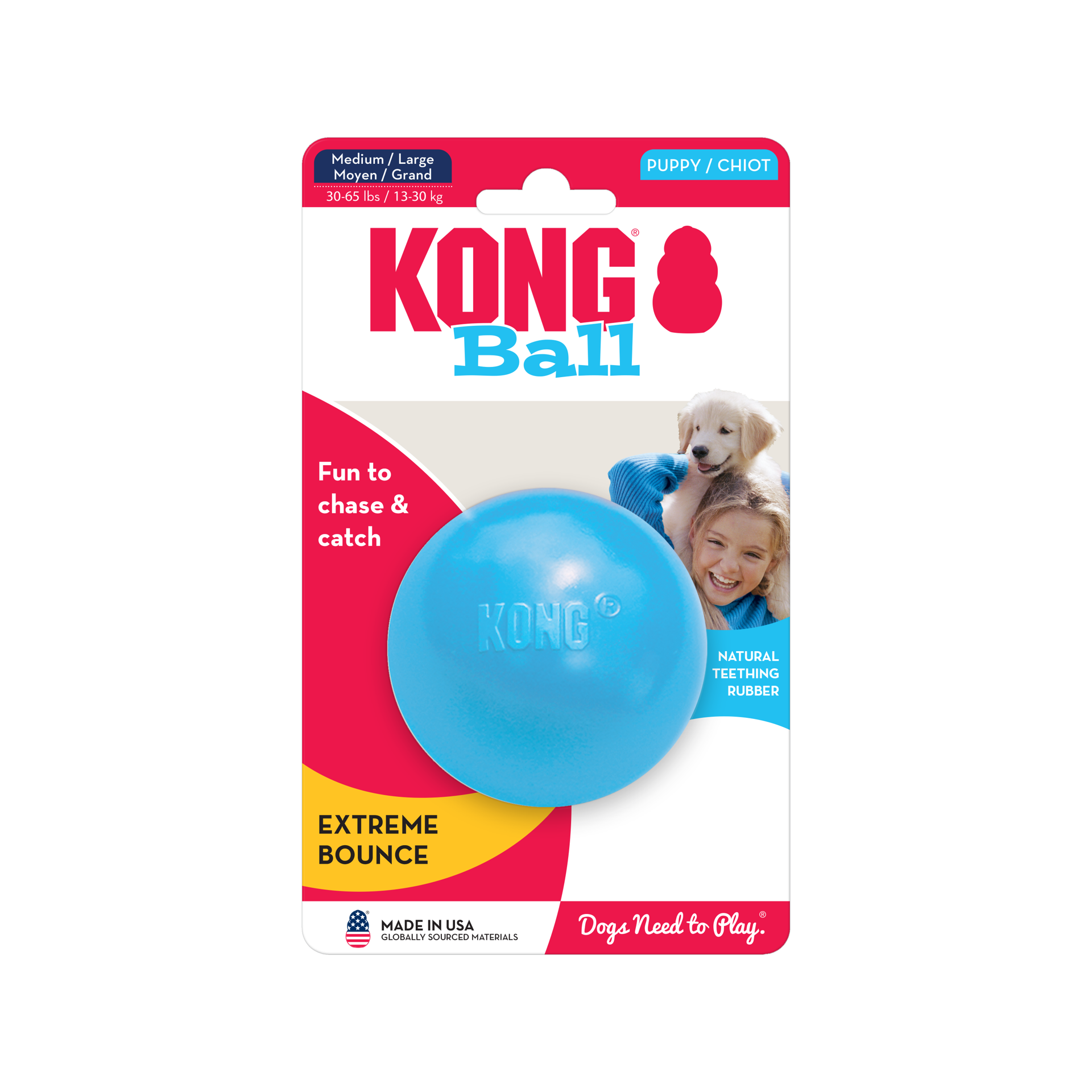 slide 4 of 4, KONG Puppy Ball w/Hole Md/Lg, MED