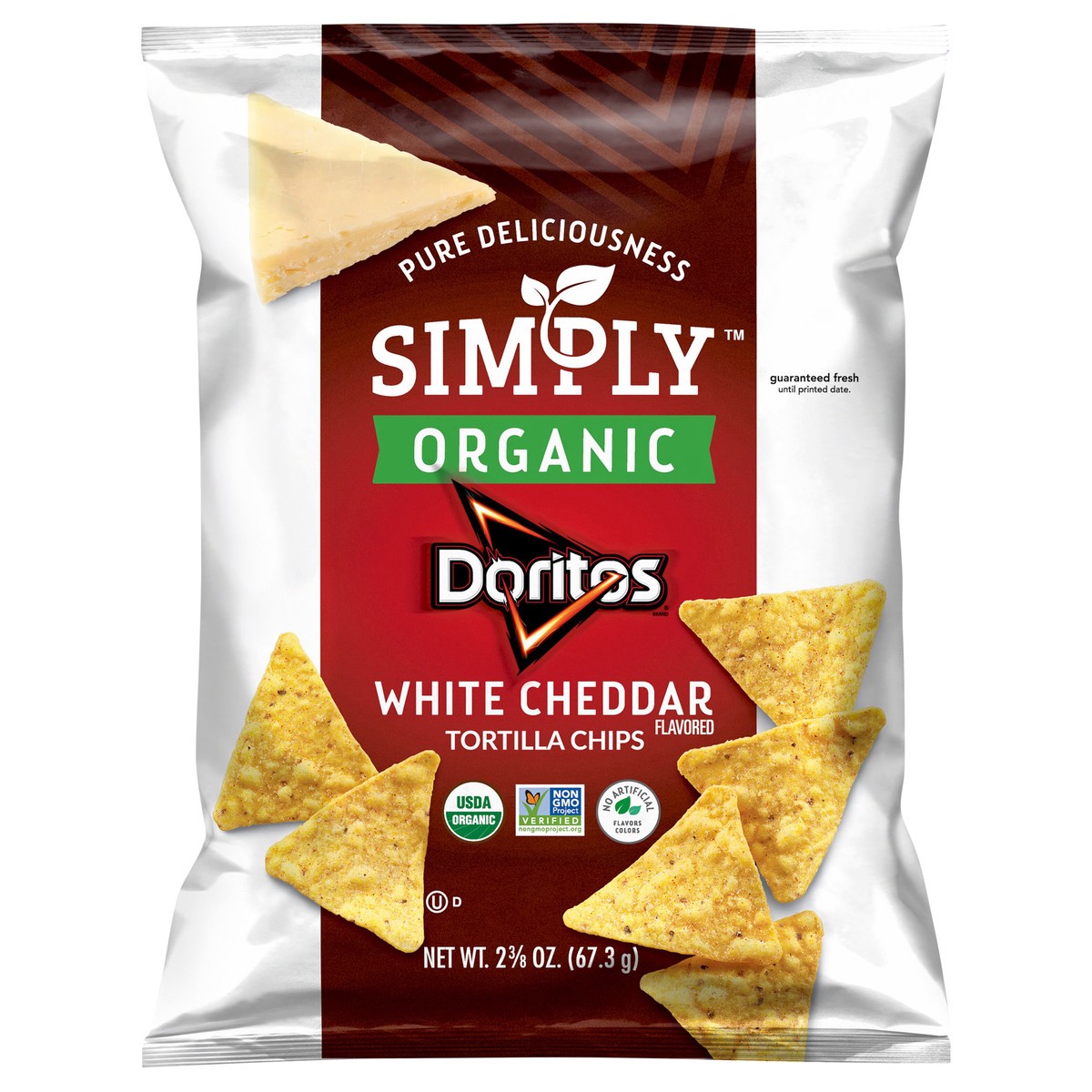 slide 1 of 3, Doritos Simply Organic White Cheddar Tortilla Chips, 2.37 oz