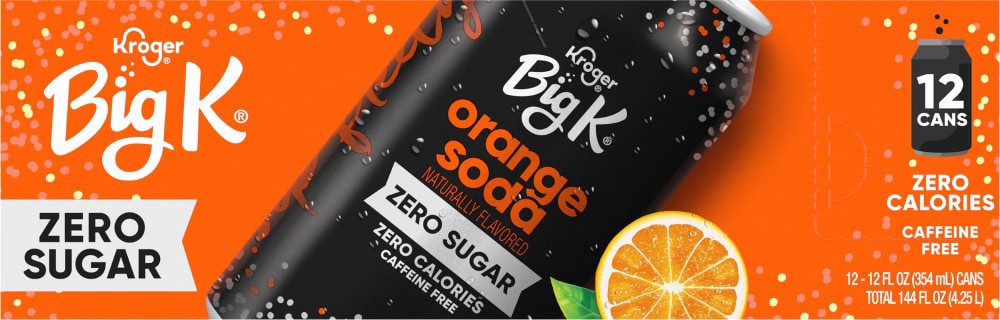 Big K Caffeine Free Zero Sugar Orange Soda 12 ct; 12 fl oz