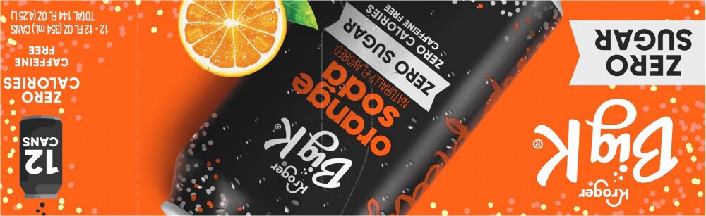 slide 2 of 5, Big K Caffeine Free Zero Sugar Orange Soda - 12 ct; 12 fl oz, 12 ct; 12 fl oz