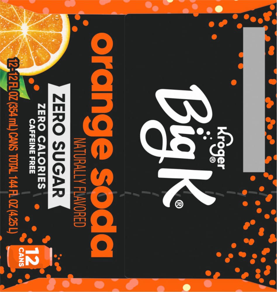 slide 4 of 5, Big K Caffeine Free Zero Sugar Orange Soda - 12 ct; 12 fl oz, 12 ct; 12 fl oz