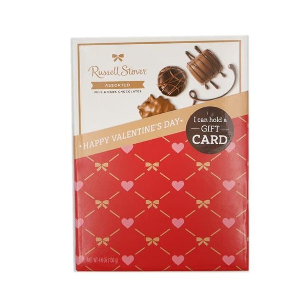 slide 1 of 1, Russell Stover Asst Valentine's Gift Card Box, 4.6 oz