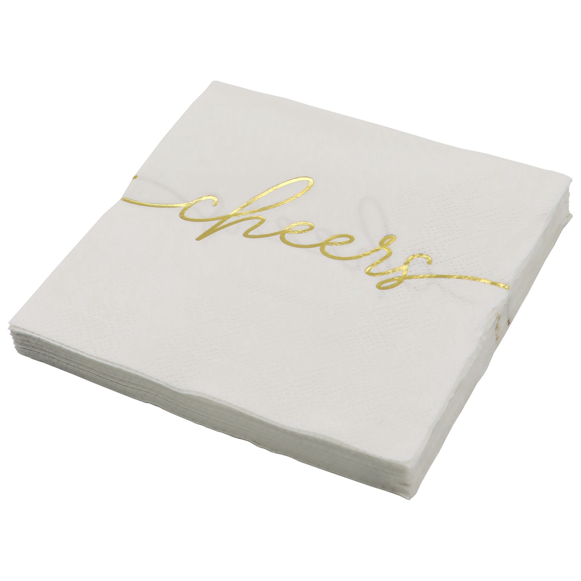 slide 3 of 3, Gold & White Cheers Beverage Napkins, 20ct. By Celebrate It, 20 ct