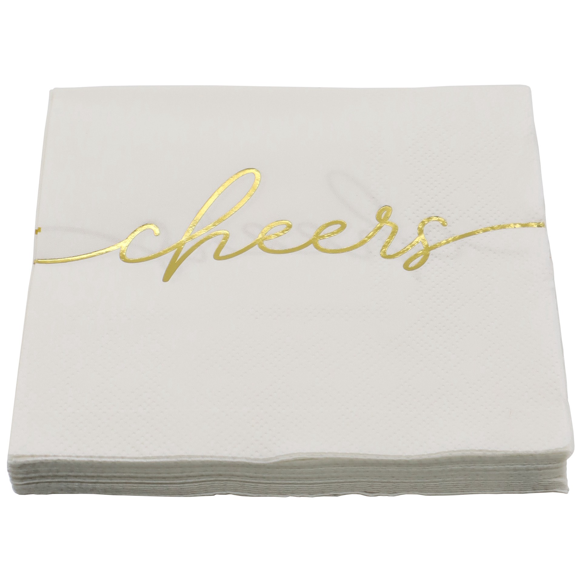 slide 2 of 3, Gold & White Cheers Beverage Napkins, 20ct. By Celebrate It, 20 ct