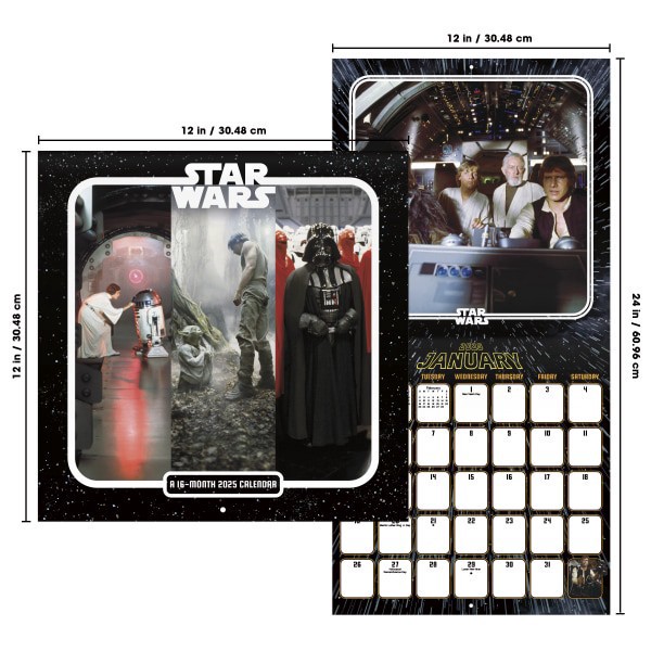 slide 6 of 6, 2025 Dateworks Monthly Wall Calendar, 12"" X 12"", Star Wars, January To December, 1 ct