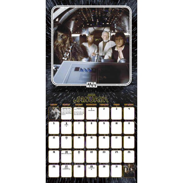 slide 3 of 6, 2025 Dateworks Monthly Wall Calendar, 12"" X 12"", Star Wars, January To December, 1 ct