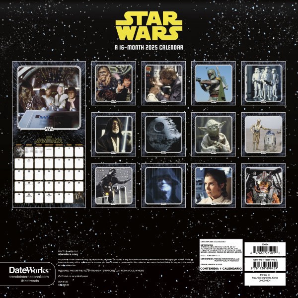 slide 5 of 6, 2025 Dateworks Monthly Wall Calendar, 12"" X 12"", Star Wars, January To December, 1 ct