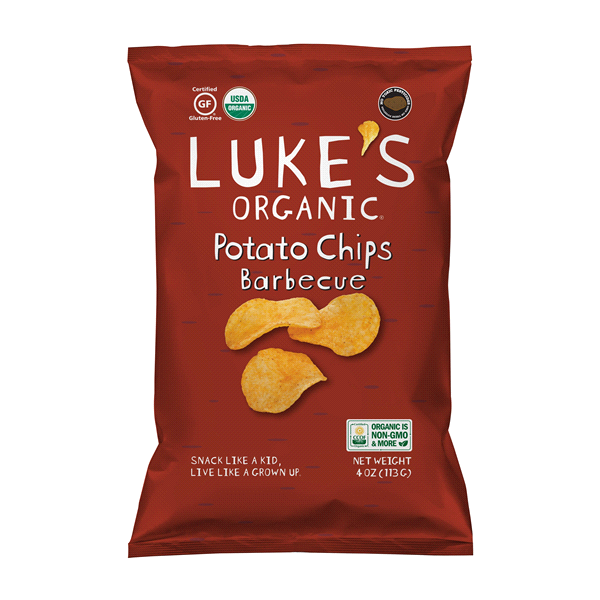 slide 1 of 1, Luke's Organic BBQ Potato Chips, 4 oz