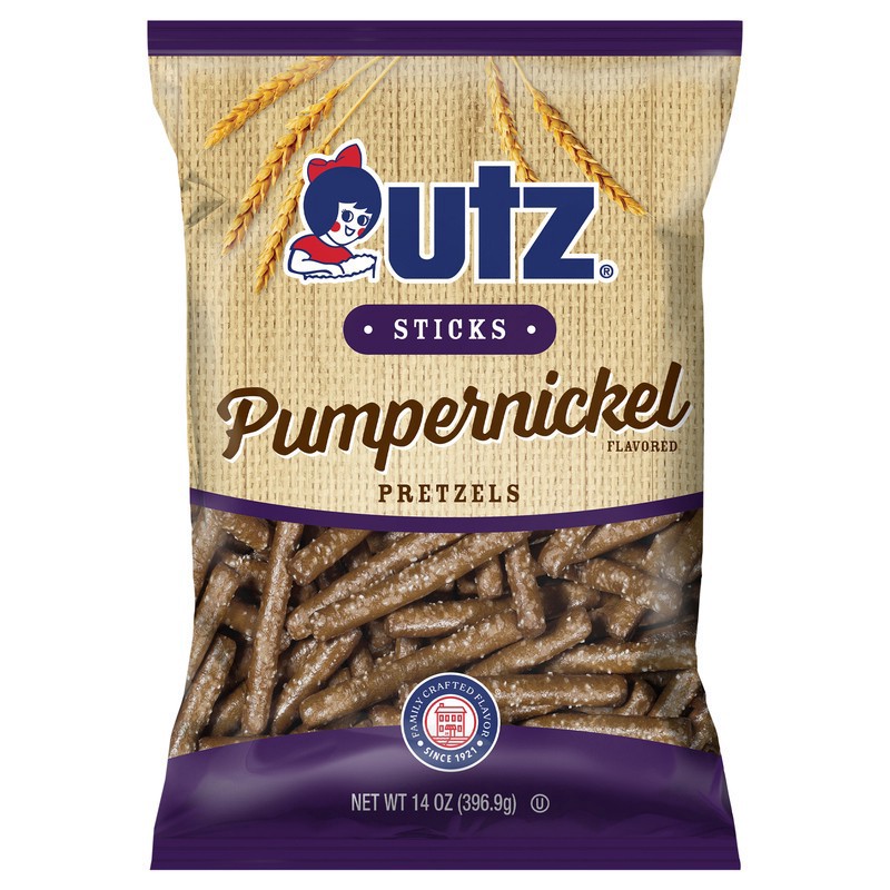 slide 1 of 1, Utz Pretzel Sticks, Pumpernickel, 14 oz