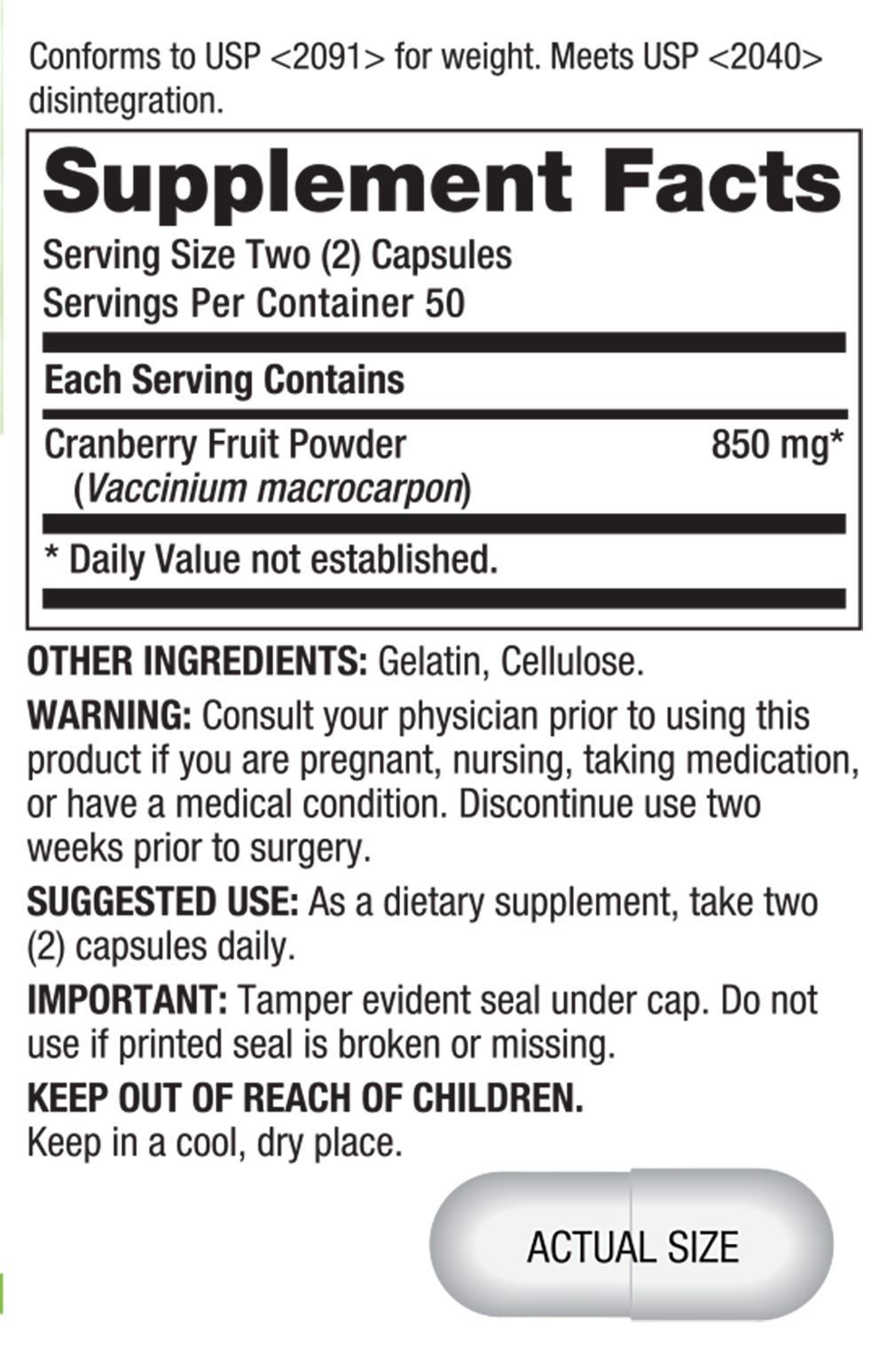 slide 2 of 2, Rite Aid Cranberry Capsules, 850mg, 100 ct