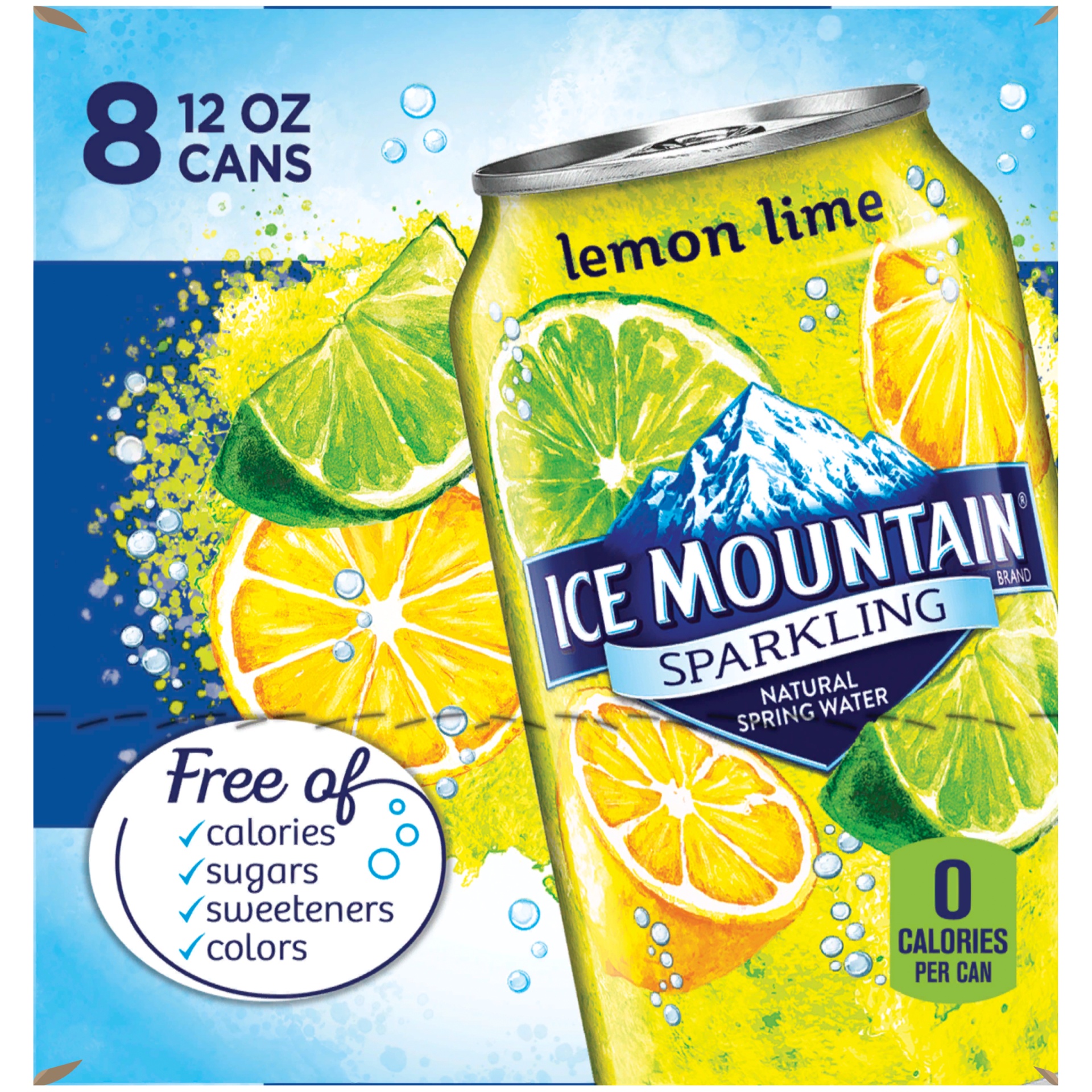 slide 2 of 6, Ice Mountain Lemon Lime Sparkling Water, 8 ct; 12 fl oz