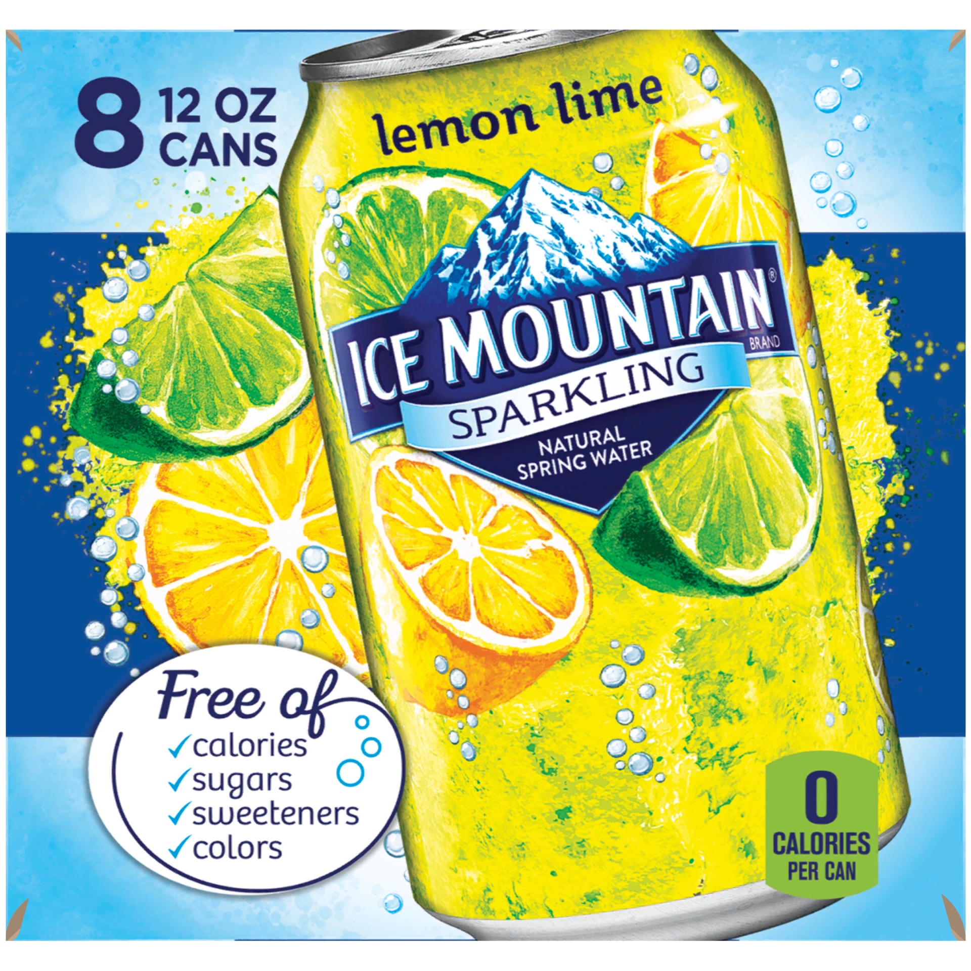 slide 3 of 6, Ice Mountain Lemon Lime Sparkling Water, 8 ct; 12 fl oz