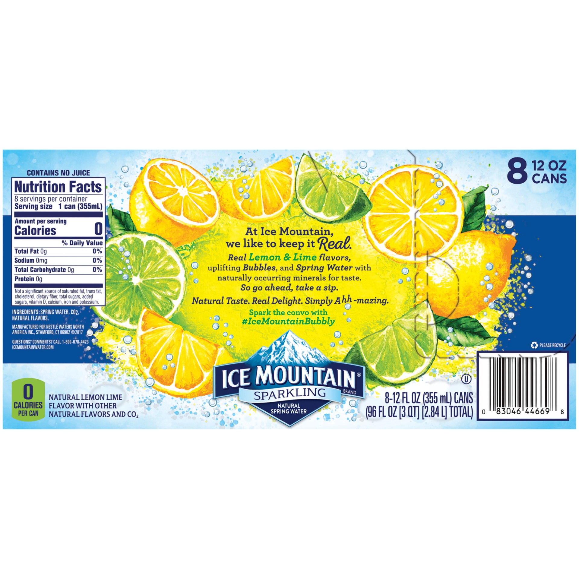 slide 4 of 6, Ice Mountain Lemon Lime Sparkling Water, 8 ct; 12 fl oz