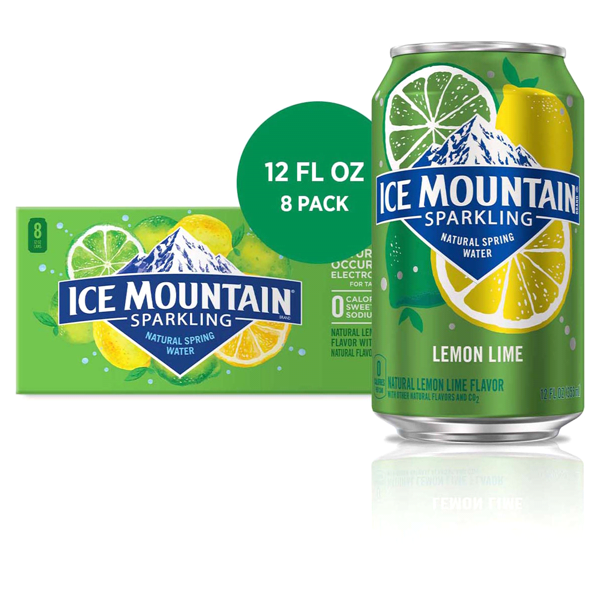 slide 1 of 6, Ice Mountain Lemon Lime Sparkling Water, 8 ct; 12 fl oz