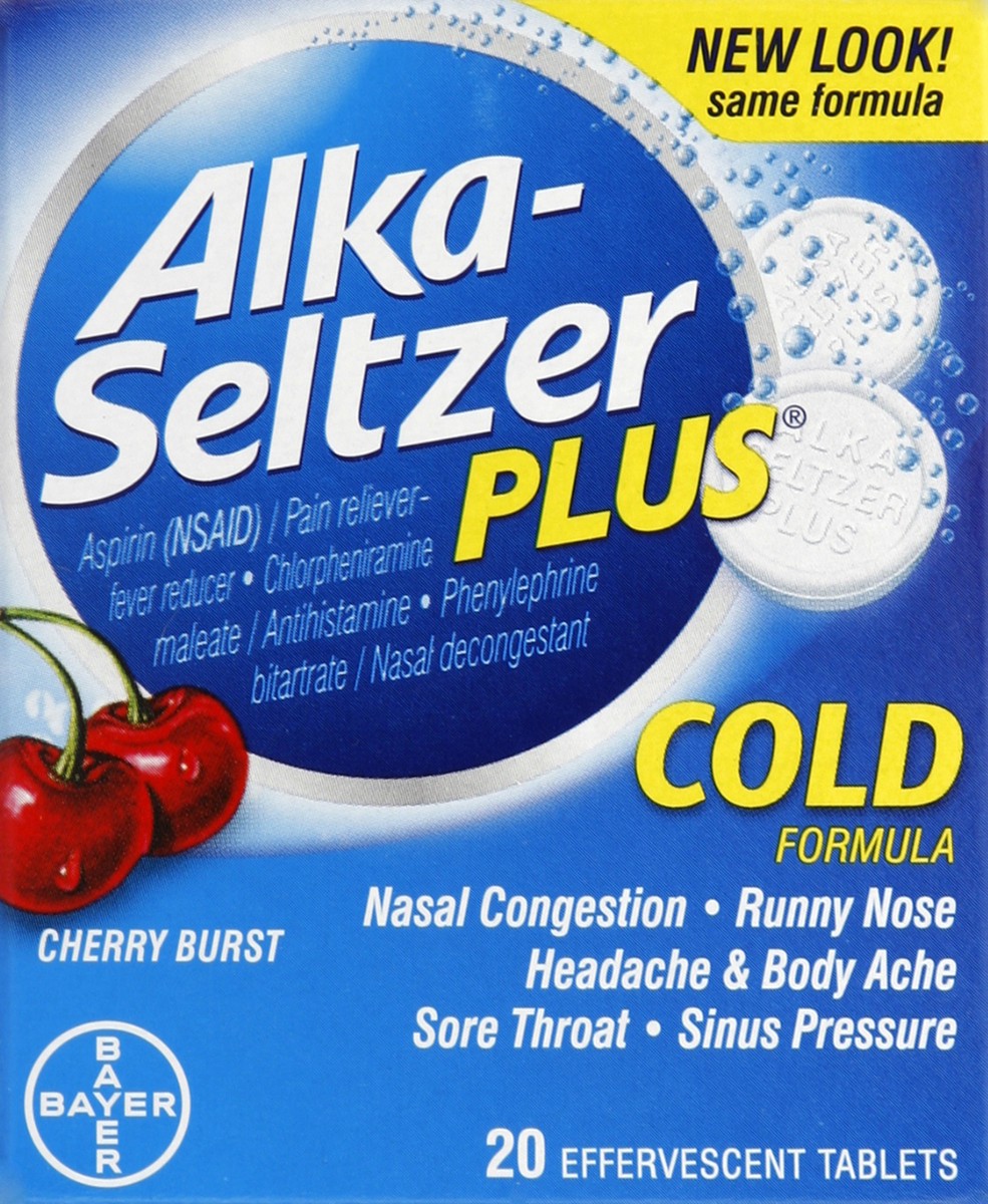 slide 4 of 5, Alka-Seltzer Plus Cherry Burst Cold Formula Effervescent Tablets, 20 ct